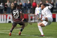 3. Liga - Saison 2023/24 - Testspiel - 1. FC Nürnberg - FC Ingolstadt 04 - Hungbo Joseph (#23 Nürnberg) - Leon Guwara (Nr.6 - FCI) - Foto: Meyer Jürgen