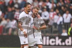 3. Liga; Energie Cottbus - FC Ingolstadt 04; Tor Jubel Treffer Yannick Deichmann (20, FCI) 1:2 Pascal Testroet (37, FCI)