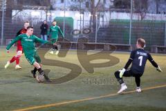 Testspiel - Bezirksfreundschaftsspiel - SV Kasing - TV Aiglsbach - Der 0:2 Führungstreffer durch Markus Schmidt grün Aiglsbach - Patrick Lücking Torwart Kasing - Jubel  - Foto: Jürgen Meyer