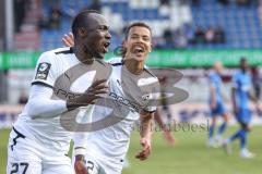 3. Liga; SV Meppen - FC Ingolstadt 04; Tor Jubel Treffer 0:2  mit dem Kopf Moussa Doumbouya (27, FCI) mit Marcel Costly (22, FCI)