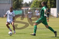 Bayernliga Nord - Saison 2025/26 - FC Ingolstadt 04 II - SV Weiden - Micah Ham (Nr.25 - FC Ingolstadt II) - Becic Eldin grün Torwart Weiden - Foto: Meyer Jürgen