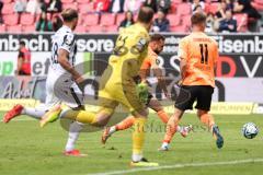 3. Liga; SV Sandhausen - FC Ingolstadt 04; Torchance verpasst David Kopacz (29, FCI) Torwart Königsmann Timo (22 SVS) Weik Jonas (31 SVS) Diekmeier Dennis (18 SVS) Sebastian Grönning (11, FCI)