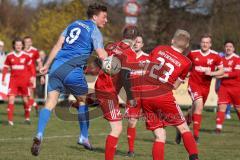 Kreisliga - Saison 2022/2023 - TSV Baar/Ebenhausen - SV Hundszell - Matthias Weinzierl blau Hundszell - Moritz Heilek rot #4 Ebenhausen - Foto: Meyer Jürgen