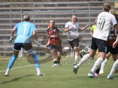 2. Bundesliga Frauen - Saison 2026/27  - FC Ingolstadt 04 Frauen - 1.FCC Turbine Potsdam - Stefanie Reischmann (Nr.24 - FCI Frauen) - Noesgaard Sofia Rejkaer weiss Potsdam - Schmid Juliane Maren TW Potsdam - Foto: Meyer Jürgen