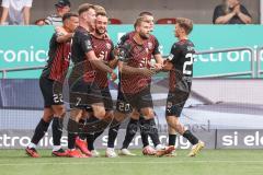 3. Liga; FC Ingolstadt 04 - SSV Ulm 1846; David Kopacz (29, FCI) Scuß Tor Jubel Treffer 2:0, Marcel Costly (22, FCI) Jannik Mause (7, FCI) Yannick Deichmann (20, FCI) Benjamin Kanuric (8, FCI) Moritz Seiffert (23, FCI)