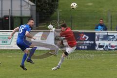 Kreisklasse - Saison 2024/25- TSV Großmehring - FC Geisenfeld - Sebastian Eisenberger blau Großmehring  - Benedikt Köhler Torwart Geisenfeld - Foto: Meyer Jürgen