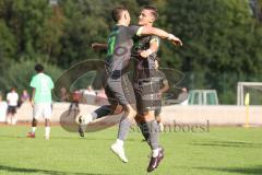 Bezirksliga - Saison 2025/26 - FC Fatih Ingolstadt - FC Gerolfing - Donat Bashota (Nr.24 - FC Gerolfing) mit dem 0:3 Führungstreffer - jubel  - Flaur Bashota (Nr.23 - FC Gerolfing) - Foto: Meyer Jürgen