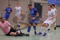 Hallenturnier Ingolstadt Nord - Saison 2024/25 - SV Pulling - SV Oberstimm - David Badrow Torwart Pulling  - Giovanni Russo blau Oberstimm - Foto: Meyer Jürgen