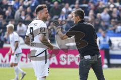 3. Liga; SV Meppen - FC Ingolstadt 04; an der Seitenlinie, Spielerbank Cheftrainer Michael Köllner (FCI) mit Patrick Schmidt (9, FCI)