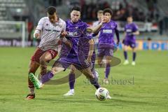 3. Liga; Erzgebirge Aue - FC Ingolstadt 04; Zweikampf Kampf um den Ball Marcel Costly (22, FCI) Malone Ryan (16 Aue)