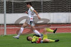 2. Fußball-Liga - Frauen - Saison 2023/2024 - Freundschaftsspiel - FC Ingolstadt 04 - SCR Altach - Franziska Meier Torwart FCI - Nadia Bendhim weiss Altach - Foto: Meyer Jürgen