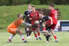 Kreisklasse - Saison 2023/24 - SV Zuchering - TSV Baar/Ebenhausen -  Der 1:0 Führungstreffer durch Leander Friedl rot Zuchering - jubel - Matthias Habermeyer schwarz Ebenhausen - Dominik Weidner Torwart Ebenhausen - Foto: Meyer Jürgen