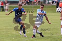 Kreisliga - Saison 2023/2024 - SV Menning  - FC Sandersdorf - Simon Wolfsfellner blau Menning - Christian Winkler weiss Sandersdorf - Foto: Meyer Jürgen