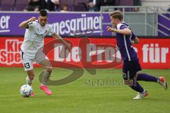 3.Liga - Saison 2022/2023 - Erzgebirge Aue - FC Ingolstadt 04 -Felix Keidel (Nr.43 - FCI) - Erik Majetschak (Nr.13 - Erzgebirge Aue) -   - Foto: Meyer Jürgen