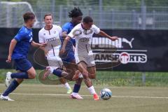 Freundschaftsspiel - Saison 2024/25 - FC Ingolstadt 04 II - TSV Rain/Lech  - Micah Ham (Nr.25 - FCI U21) - Sodji Marc blau Rain/Lech - Foto: Meyer Jürgen
