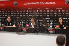 3. Liga - Saison 2024/25 - Pressekonferenz - FC Ingolstadt 04 -  - Sportdirektor Ivica Grlic (FCI) links - Pressesprecherin Kristina Richter (FCI) mitte - Cheftrainerin Sabrina Wittmann (FCI) rechts - Foto: Meyer Jürgen