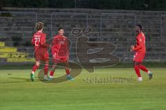 Bayernliga Süd - Saison 2022/2023 - FC Ingolstadt 04 -  VFB Hallbergmoos - Der 1:1 Ausgleichstreffer durch Udogu David (Nr.2 - Fc Ingolstadt 04 II) - Jubel - Juan Ignacio Cabrera rot FCI -  Nduka Donald (Nr.4 - Fc Ingolstadt 04 II) - - Foto: Meyer Jürgen