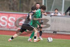 Bezirksliga - Saison 2024/25- FC Fatih - VFB Eichstätt II  - Erdogan Nasufaj schwarz Fatih - Paul Massari grün Eichstätt - Foto: Meyer Jürgen