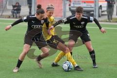 2023_11_12 - 2. Bundesliga - Saison 2023/24 - FC Ingolstadt 04 Frauen - SV 67 Weinberg - Paula Vidovic (Nr.11 - FCI Frauen) - Anna Petz (Nr.16 - FCI Frauen) - Hofrichter Anna gelb Weinberg - Foto: Meyer Jürgen