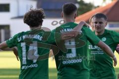 Totopokal- Saison 2023/2024 - SV Manching  - VFB Eichstätt - Der 1:0 Führungstreffer durch Fabian Neumayer (Nr.9 - SV Manching) - jubel - Selim Akdeniz (Nr.14 - SV Manching) - Foto: Meyer Jürgen