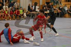 Lotto Bayern Hallencup - Finale - Lindenkreuzhalle Saison 2024/25 - FC Türk Sport Garching - Türk SV Ingolstadt - Abdulhamit Zorlu schwarz Türk Sport Garching - Ahmet Altay rot Türk Ing - Aurel Kuqanaj rot Türk Ing -  - Foto: Meyer Jürgen