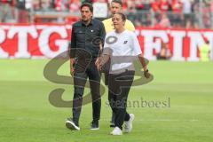 3. Liga - Saison 2025/26 - Energie Cottbus - FC Ingolstadt 04  - Cheftrainerin Sabrina Wittmann (FC Ingolstadt 04) - Sportdirektor Ivica Grlic (FC Ingolstadt 04) - Foto: Meyer Jürgen