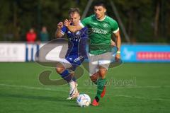 Kreisliga - Saison 2023/2024 - FC Gerolfing - TSV Ober/Unterhaunstadt - Florian Diegel blau Oberhaunstadt - Anastasios Porfyriadis grün Gerolfing - Foto: Meyer Jürgen