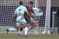Bayernliga Nord - Saison 2024/25 - FC Ingolstadt 04 II - DJK Ammerthal - Luka Klanac (Nr.9 - FCI U21) - Kevin Mutove blau Ammerthal #7 - Foto: Meyer Jürgen