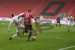 3. Fußball-Liga - Saison 2020/2021 - FC Ingolstadt 04 - FC Viktoria Köln - Michael Heinloth (#17,FCI)  - Lucas Cueto (#11 Köln) - Foto: Meyer Jürgen