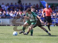 Relegation - Saison 2025/26 - SV Karlskron - FC Geisenfeld - Paul Dorschner schwarz Karlskron - Stefan Schmailzl grün Geisenfeld - Foto: Meyer Jürgen