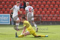3. Liga; SpVgg Unterhaching - FC Ingolstadt 04; Tor Jubel Treffer Max Dittgen (10, FCI) 0:3, Sebastian Grönning (11, FCI) Torwart Vollath René (1 SpVgg)