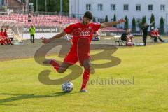 Bayernliga Süd - Saison 2021/2022 - FC Ingolstadt 04 II - Schwaben Augsburg - Karaogul Ishak (#15 FCI) flankt zum 1:0 Treffer durch Senger Michael (#21 FCI) - jubel -  Foto: Meyer Jürgen