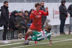 Bayernliga Süd - Saison 2022/2023 - FC Ingolstadt 04 - SV Schalding Heining - Juan Ignacio Cabrera (Nr.27 - FCI II) - Weiss Dominik grün Schalding #24 - Foto: Meyer Jürgen