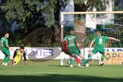 Freundschaftsspiel - Saison 2023/2024 - SV Manching - FC Ingolstadt 04 - Der 1:0 Führungstreffer durch Reiner Meisinger (Nr.8 - SV Manching) - jubel - Torwart Leopold Leimeister (Nr.1 - FCI U21) - Sebastian Graßl (Nr.10 - SV Manching) - Mussa Fonanah (Nr.