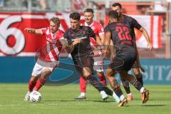 3. Liga - Saison 2025/26 - Energie Cottbus - FC Ingolstadt 04  - Jonas Hofmann (Nr.6 - FC Energie Cottbus) - Mads Borchers (Nr.9 - FC Ingolstadt 04) - Foto: Meyer Jürgen