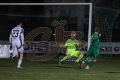 Landesliga - Saison 2024/25 - SV Manching - FC Ehekirchen - Luca Bienek (Nr.16 - SV Manching) mit dem 1:0 Führungstreffer - jubel- - Gordy Niklas Torwart Ehekirchen  - Foto: Meyer Jürgen