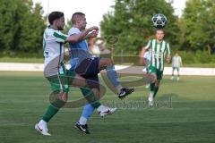 Landesliga - Saison 2025/26 - SV Manching - SV Cosmos Aystetten - Marcel Posselt (Nr.12 - SV Manching) - Kevin Makowski blau Aystetten - Foto: Meyer Jürgen