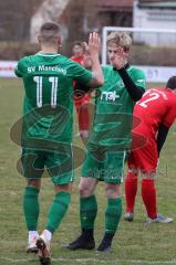 Testspiel - SV Manching - TSV Pöttmes - Rainer Meisinger (#19 Manching) trifft zum 3:2 Führungstreffer - jubel - Thomas Schreiner (#11 Manching) - Foto: Jürgen Meyer