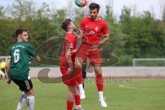 Bezirksliga - Saison 2022/2023 - FC Fatih Ingolstadt - VSST Günzelhofen - Roin Koblianidze rot Fatih mitte - Marko Miskovic rot rechts behindern sich gegenseitig - - Kevin Roth  grün Günzelhofen - Foto: Meyer Jürgen