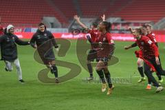 3. Fußball-Liga - Saison 2020/2021 - FC Ingolstadt 04 - FC Viktoria Köln - Der 2:1 Siegtreffer durch Ganiggia Ginola Elva (#14,FCI)  - jubel - Fatih Kaya (#9,FCI)  -Foto: Meyer Jürgen