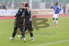 Kreisliga - Saison 2022/2023 - DJK Ingolstadt - Türk.SV Ingolstadt - Ibrahim Sahin schwarz Türk SV mit dem 0:1 Führungstreffer - jubel - Melih Soysal schwarz #52 Türk SV -  - Foto: Meyer Jürgen