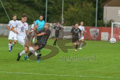 Bayernliga Süd - Saison 2021/2022 - FC Ingolstadt 04 II - SV Donaustauf - Riedl Fabio (#18 FCI) - Fabian Vogl weiss #3 Donaustauf - Foto: Meyer Jürgen