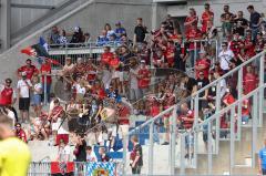 2.BL; SV Darmstadt 98 - FC Ingolstadt 04 - Torjubel, Ingolstadt Fans, Fahnen Fankurve, Banner Spruchband Schanzer