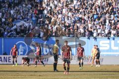 3. Liga; FC Hansa Rostock - FC Ingolstadt 04; Tor 2:0 hängende Köpfe bei Ingolstadt, Gustav Christensen (24, FCI) Felix Keidel (43, FCI)