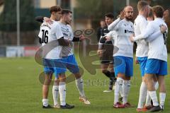 2023_11_12 - SV Hundszell - SV Karlskron   - Kreisliga - Saison 2023/24  - Der 0:1 Führungstreffer durch Samuel Tkac weiss links - jubel - Foto: Meyer Jürgen