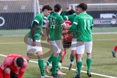 2024_2_17 - Saison 2023/24 - AUDI-Schanzer Amateur Cup - FC Gerolfing - TV 1861 Ingolstadt - Halbfinale 2 -  Der 0:2 Führungstreffer durch - Niklas Nissl grün Gerolfing - jubel - Foto: Meyer Jürgen