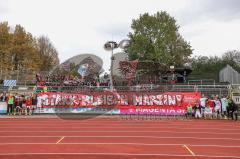 3. Liga; VfB Oldenburg - FC Ingolstadt 04; Sieg Jubel Freude, Spieler bedanken sich bei den mitgeriesten Fans, Gruppenfoto Spruchband