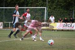 Kreisliga- Saison Saison 2026/27 - SV Türkisch Ingolstadt - TSV Ober./Unterhaunstadt -  Oliver Günther grau Ober./Unterh.stadt  - Ali Cakmakci TW Ober./Unterh.stadt Hakan Düzgün weiss Türkisch mit einer Torchance-Foto: Meyer Jürgen