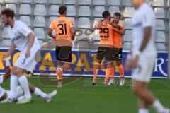 3.Liga - Saison 2023/2024 - SC Freiburg II - FC Ingolstadt 04 - Der 0:3 Führungstreffer durch Yannick Deichmann (Nr.20 - FCI) - jubel - David Kopacz (Nr.29 - FCI) - Julian  Klügl (Nr.31 - FCI) -  - Foto: Meyer Jürgen