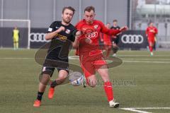 Bayernliga Nord - Saison 2023/24 - FC Ingolstadt 04 II - SpVgg Hankofen-Hailing - Riedl Fabion rot FCI - Wagner Brian schwarz Hankofen - Foto: Meyer Jürgen